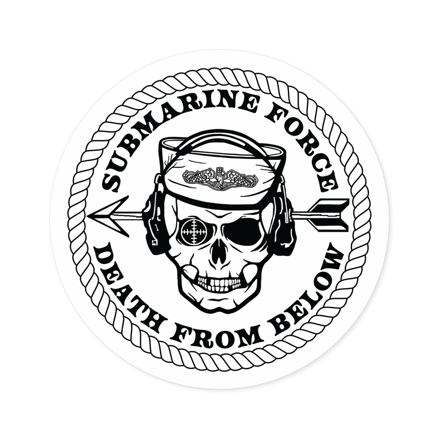United States Submarine Force Silent Service Death From Below Submarine Sailor Skull Round Stickers, Indoor\Outdoor