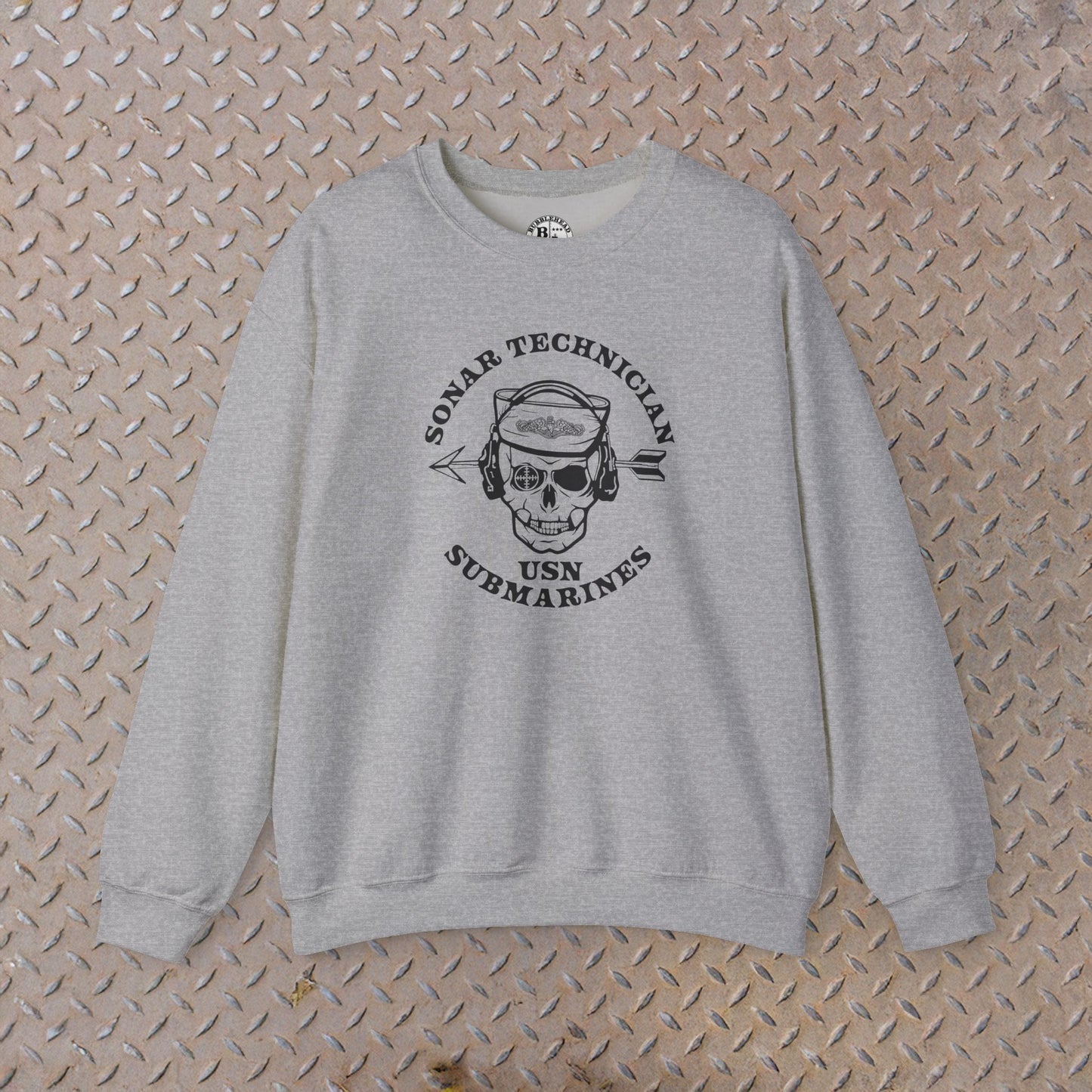 Sonar Technician Submarines STS Sailor Skull US Submarine Force Silent Service Dolphins Unisex Heavy Blend™ Crewneck Sweatshirt