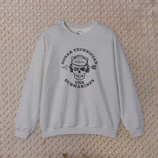 Sonar Technician Submarines STS Sailor Skull US Submarine Force Silent Service Dolphins Unisex Heavy Blend™ Crewneck Sweatshirt