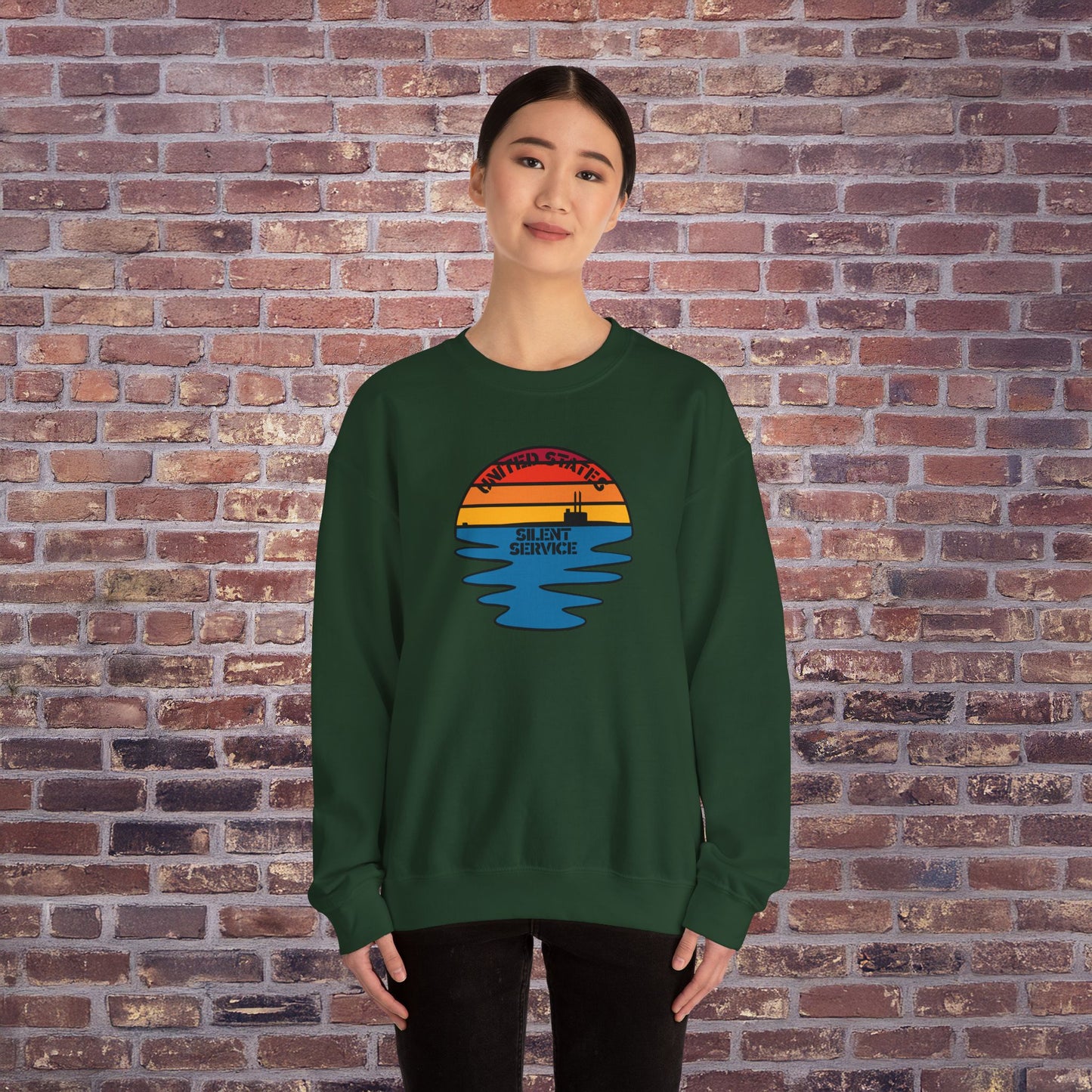 Sunset United States Navy Submarine Force Silent Service Vintage Mk2 Unisex Heavy Blend™ Crewneck Sweatshirt