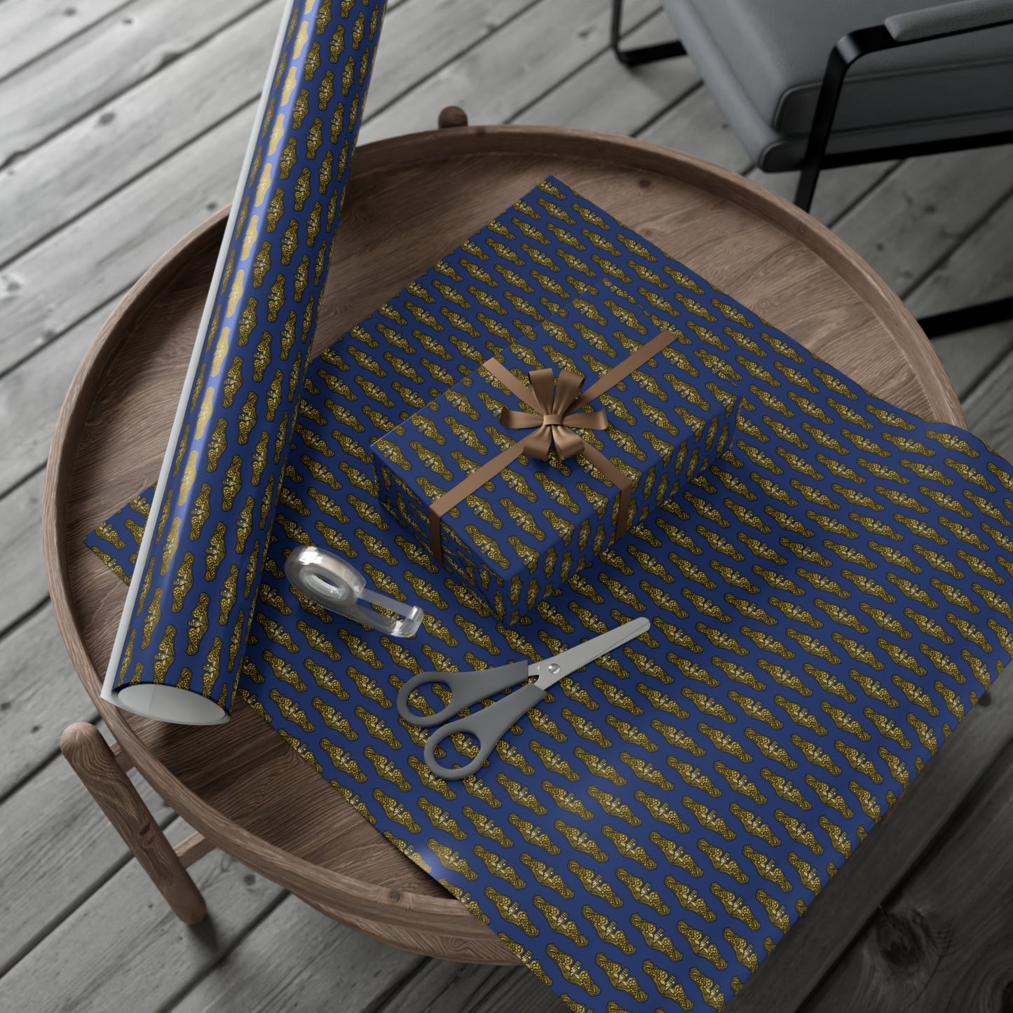 United States Navy Submarine Force Silent Service Gold Officer Dolphins Blue Gift Wrap Papers