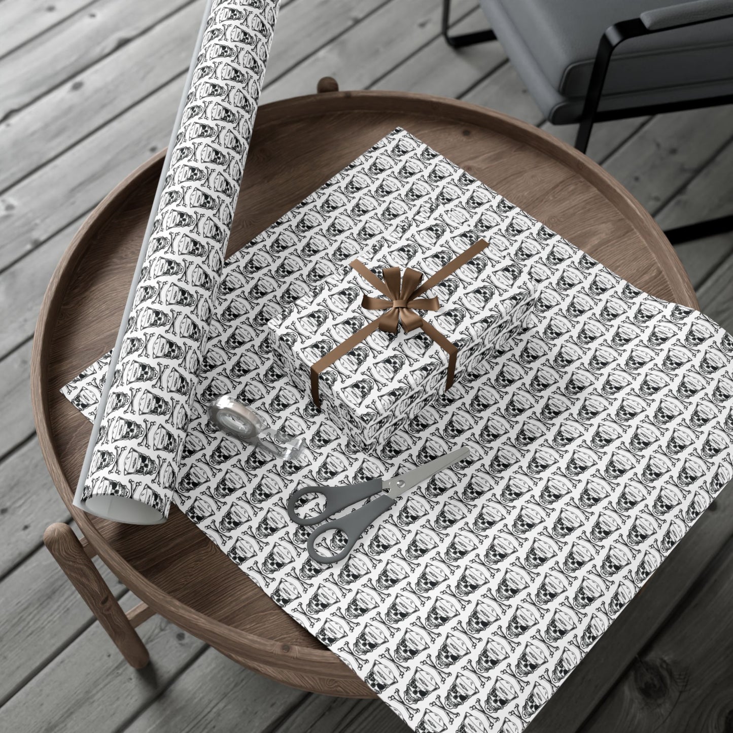 US Navy Submarine Force Skull & Crossbones Sailor White Gift Wrap Papers