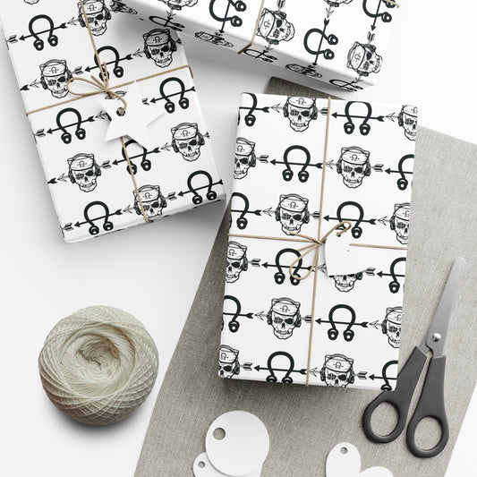 United States Navy Sonar Technician STG Sailor Skull and Insignia White Gift Wrap Papers