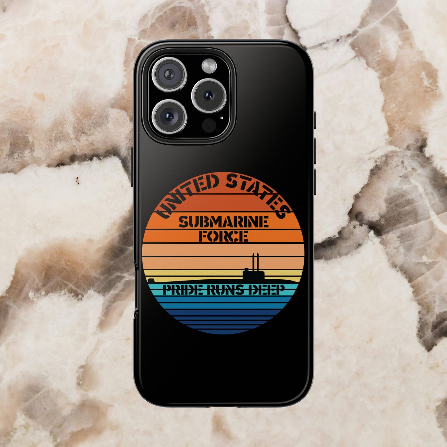 Sunset United States Submarine Force Pride Runs Deep Black Tough iPhone Case