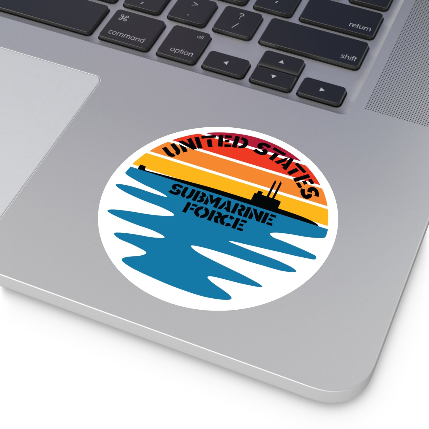 Sunset United States Submarine Force Half Moon Round Sticker