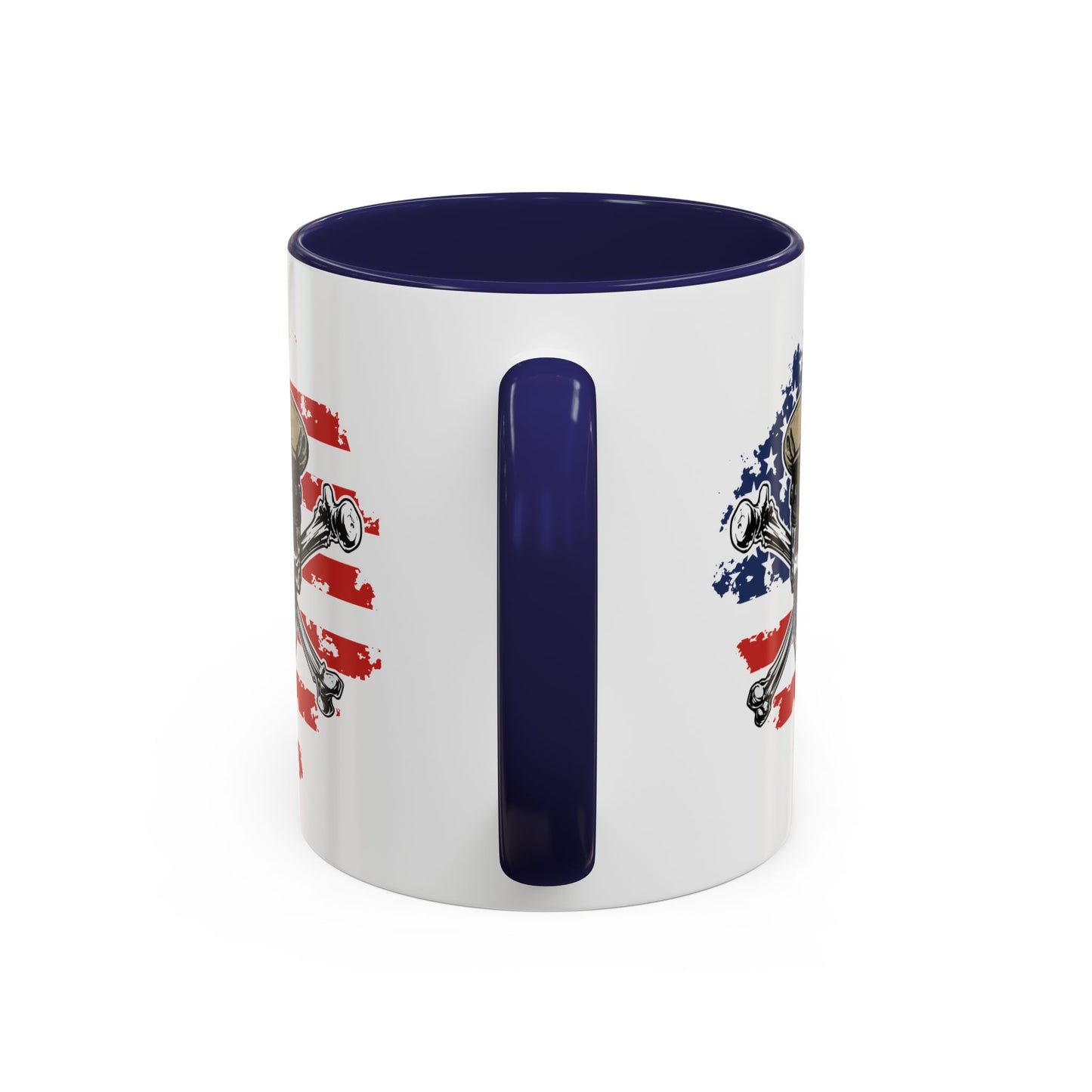 US Navy Senior Chief Skull & Crossbones on American Flag SCPO Anchor Accent Coffee Mugs