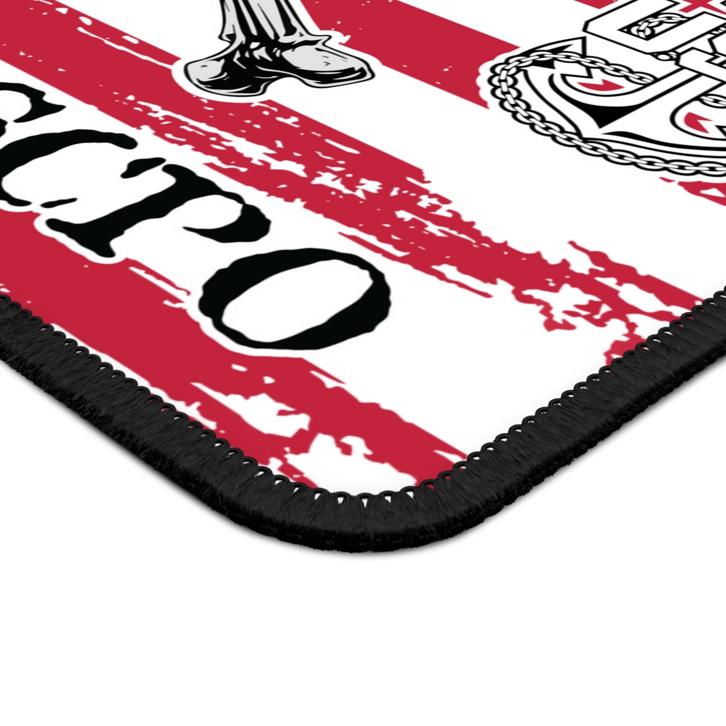 United States Retired CPO Skull Crossbones Chief with Distressed American Flag Gaming Mouse Pad