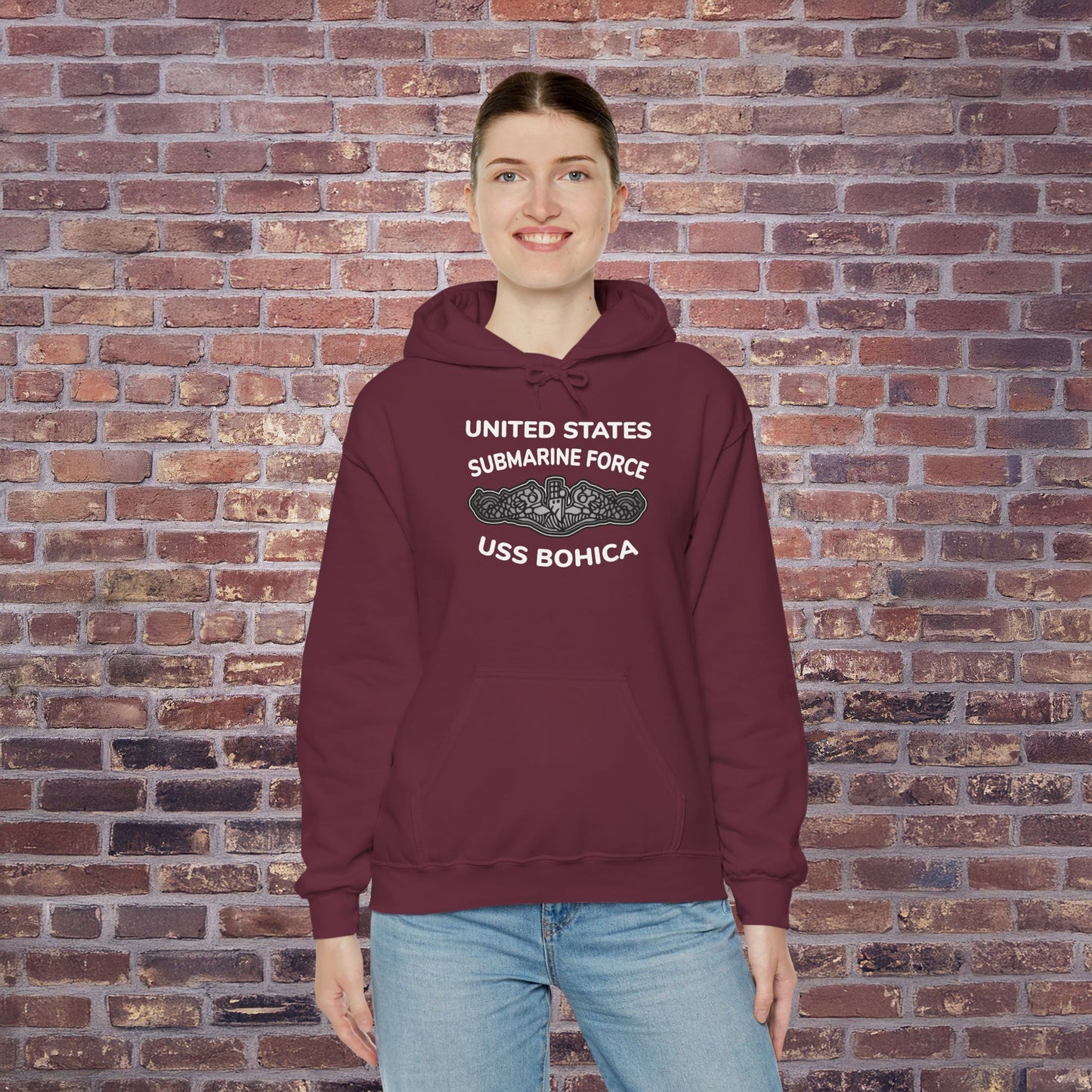 United States Submarine Force USS BOHICA Silver Dolphins Unisex Heavy Blend™ Hooded Sweatshirt