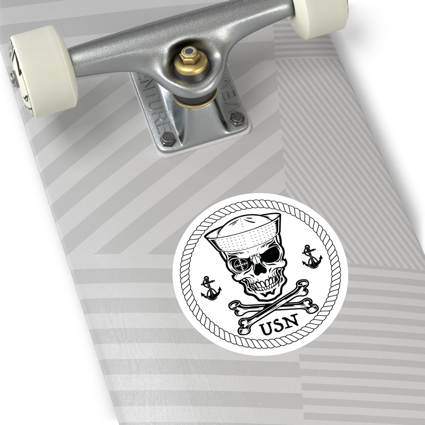 Navy Skull Crossbones Crosshairs Sailor with Anchors Round Stickers