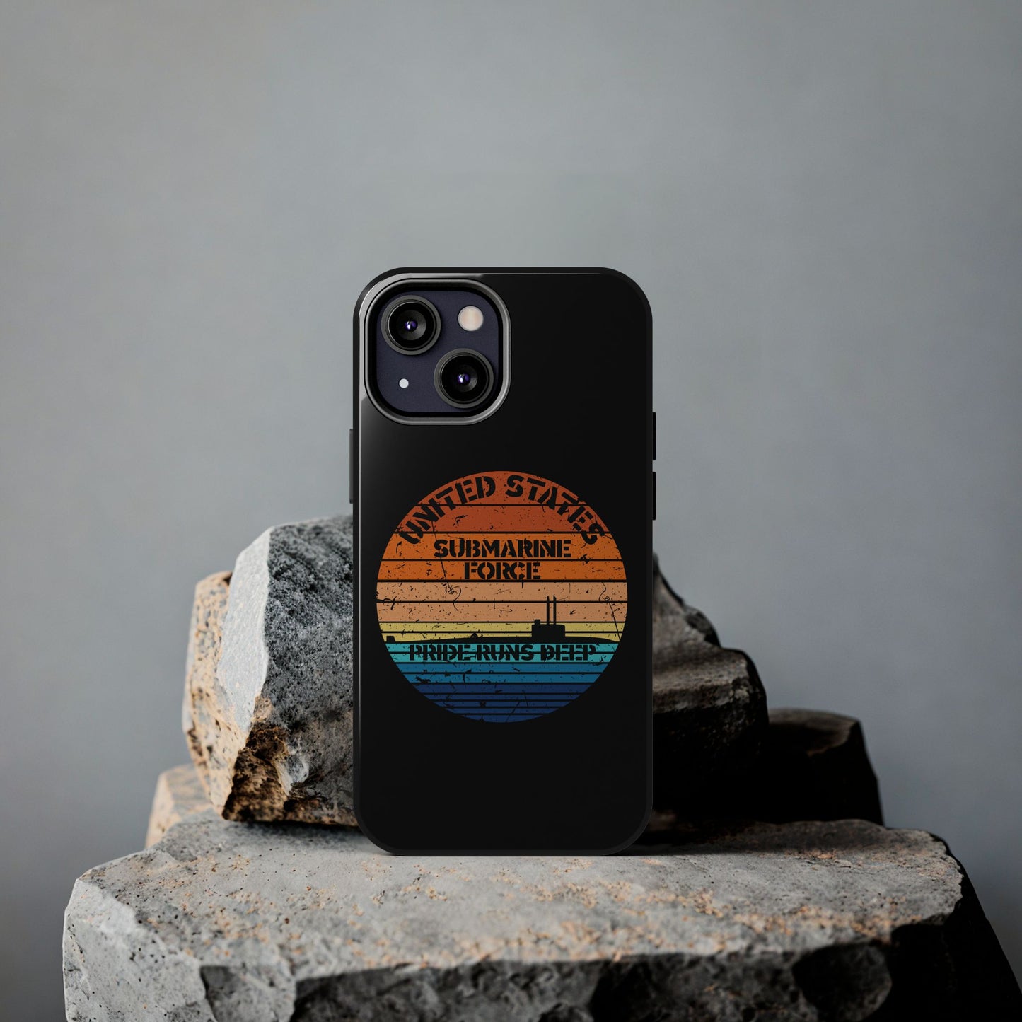Sunset United States Submarine Force Pride Runs Deep Distressed Tough iPhone Case