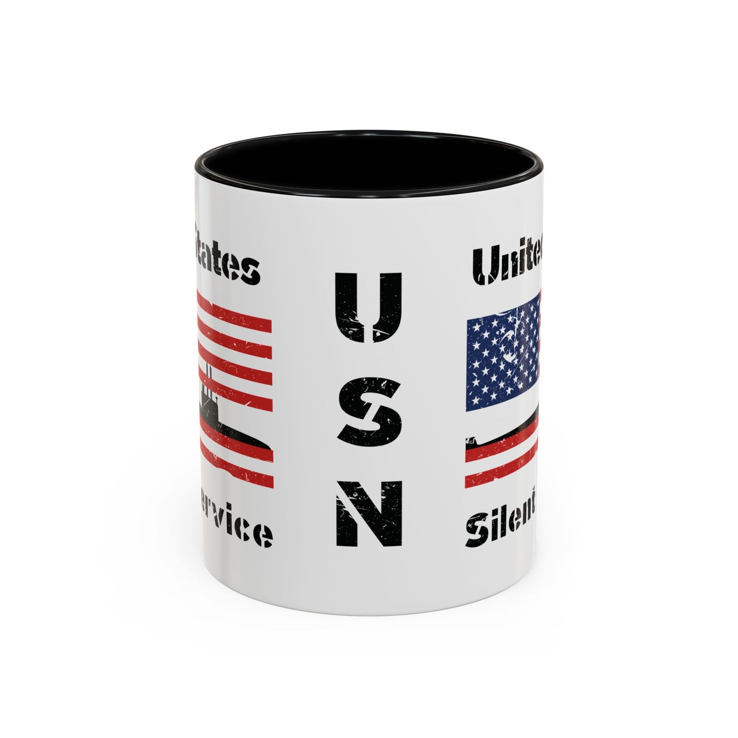 United States Navy Submarine Force Silent Service Distressed American Flag Accent Coffee Mugs