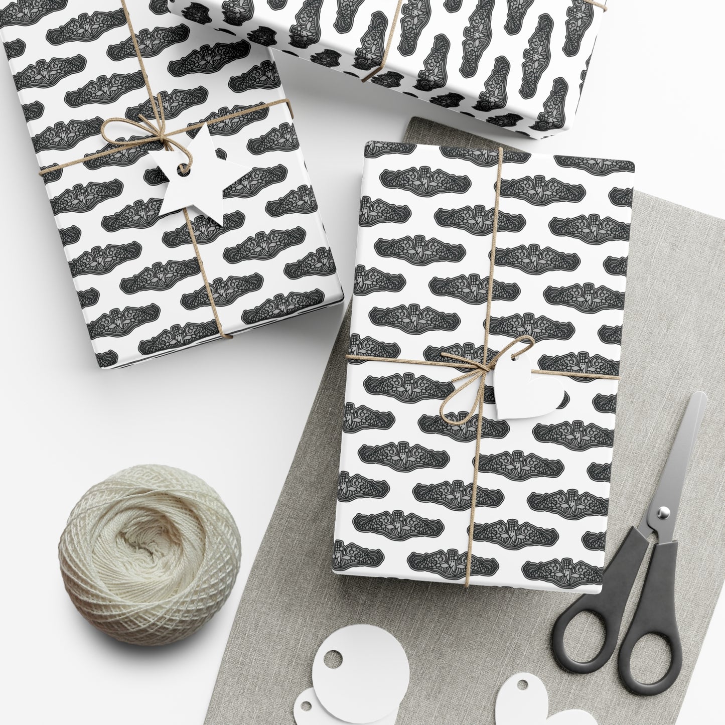 United States Navy Submarine Force Silent Service Silver Enlisted Dolphins White Gift Wrap Papers