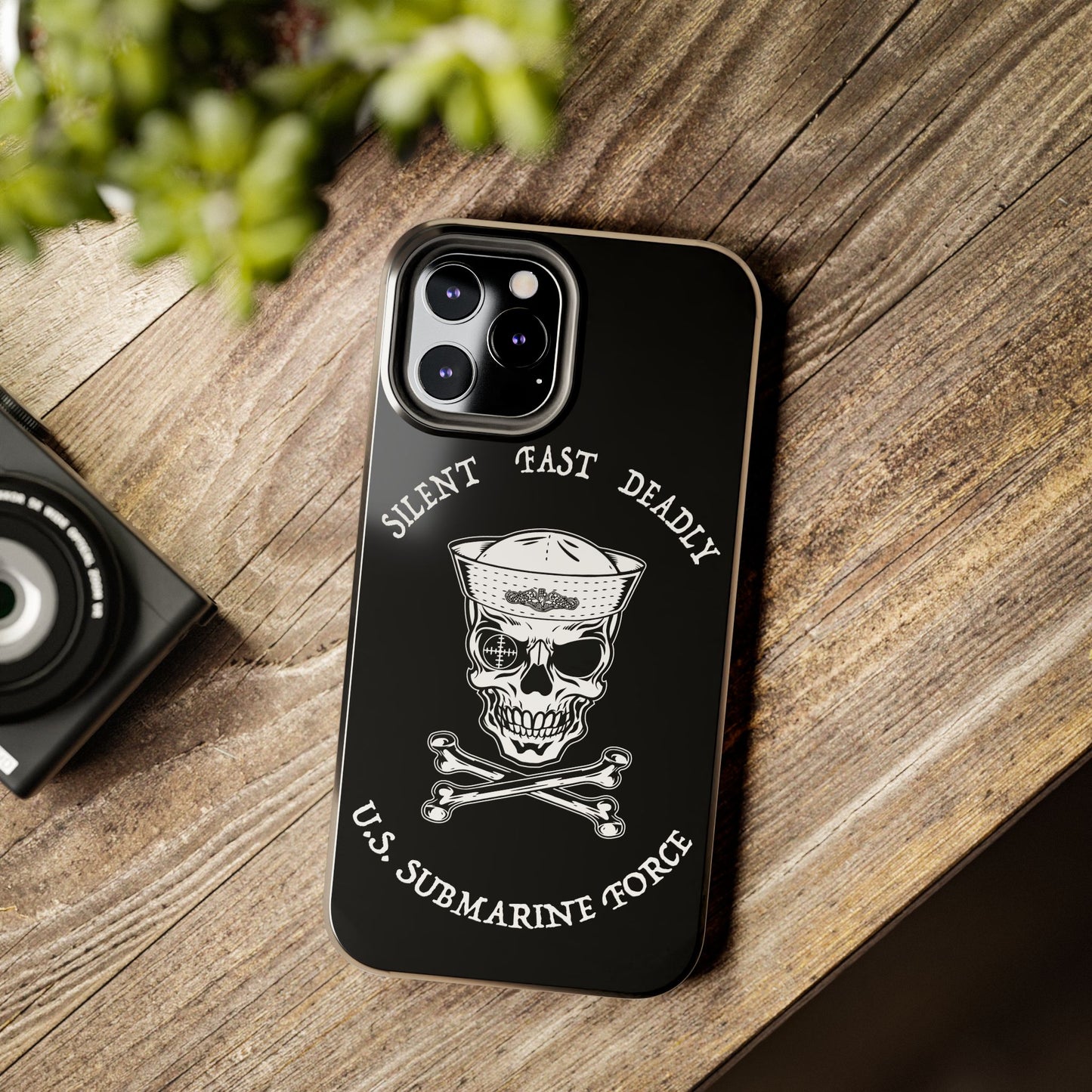 U.S. Submarine Force Skull & Crossbones Sailor with Dolphins Black Tough iPhone Case