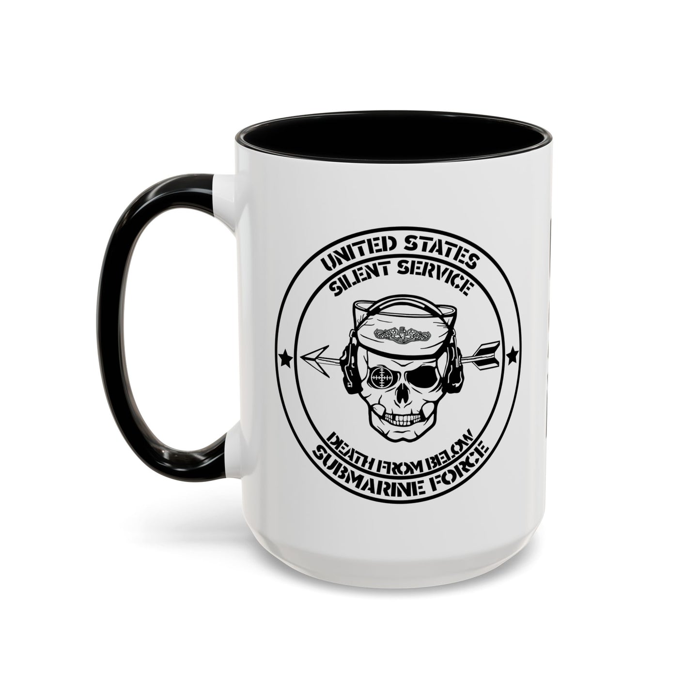 US Navy Submarine Force Silent Service Death From Below Sailor Skull Accent Coffee Mug