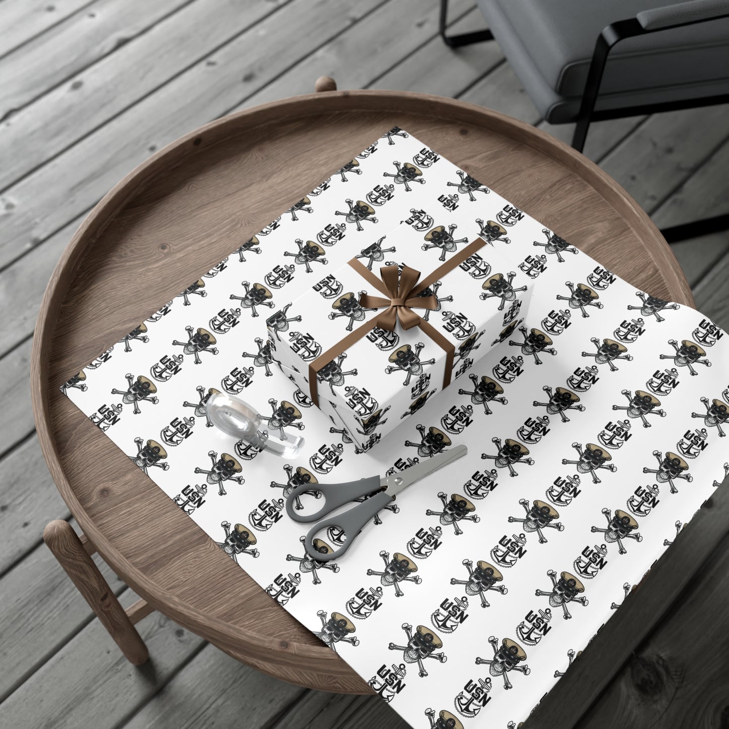 United States Navy Chief Skull & Crossbones with CPO Anchors White Gift Wrap Papers