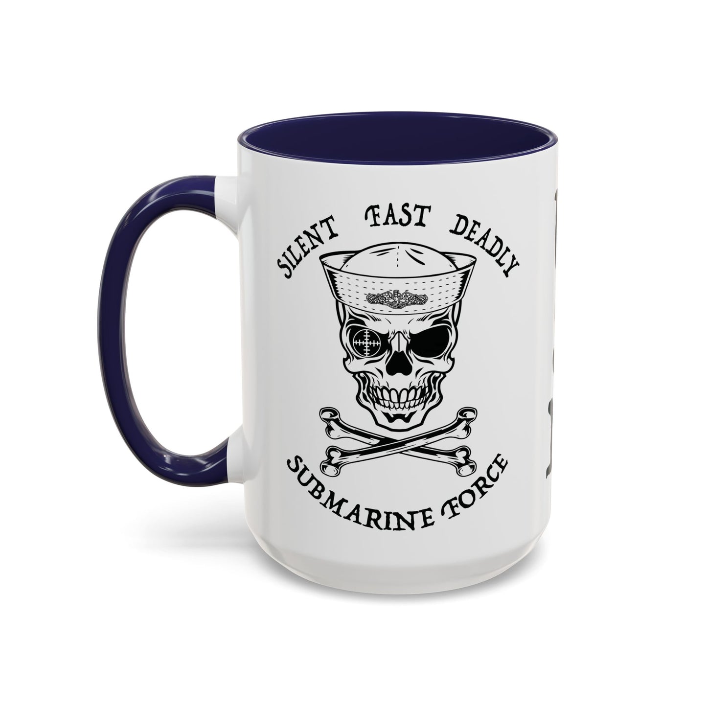 USN Submarine Force Silent Fast Deadly Skull & Crossbones Sailor Accent Coffee Mugs