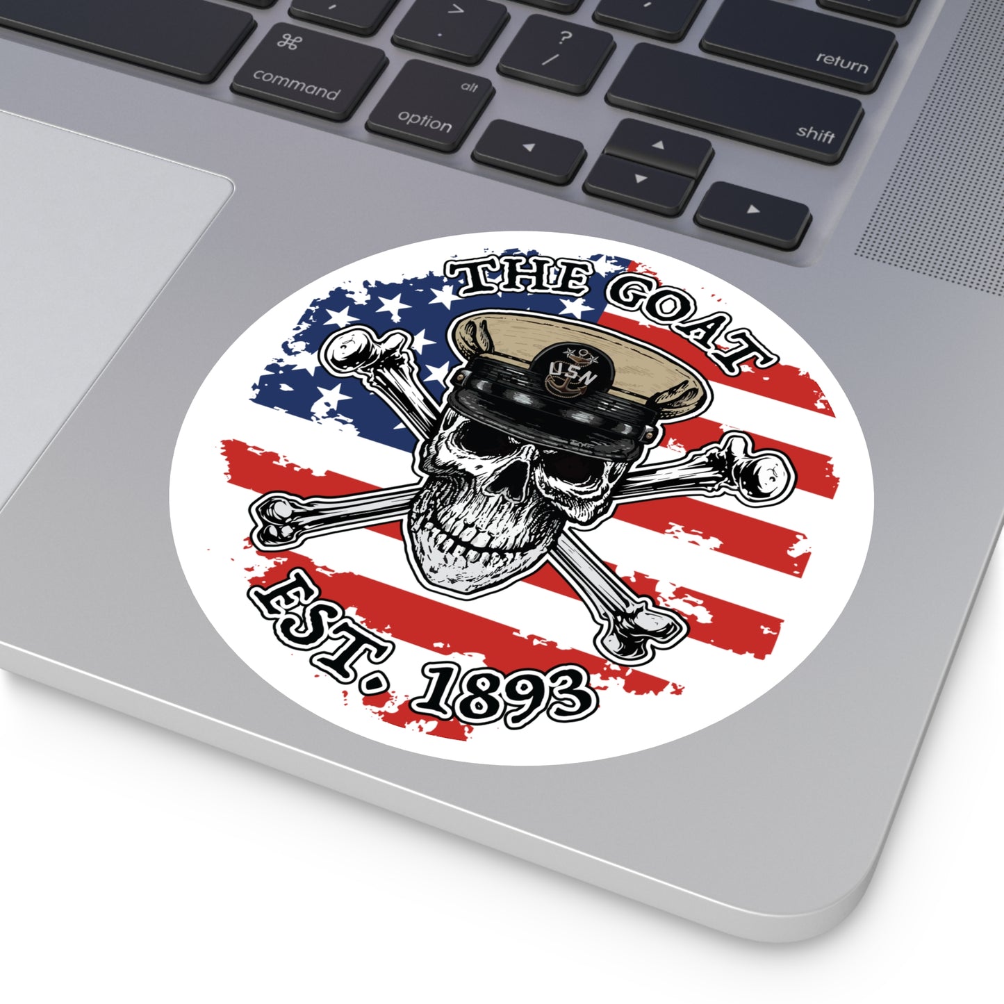 US Naval The Goat Master Chief Skull & Crossbones Est. 1893 CPO Pride Military Veteran Round Sticker