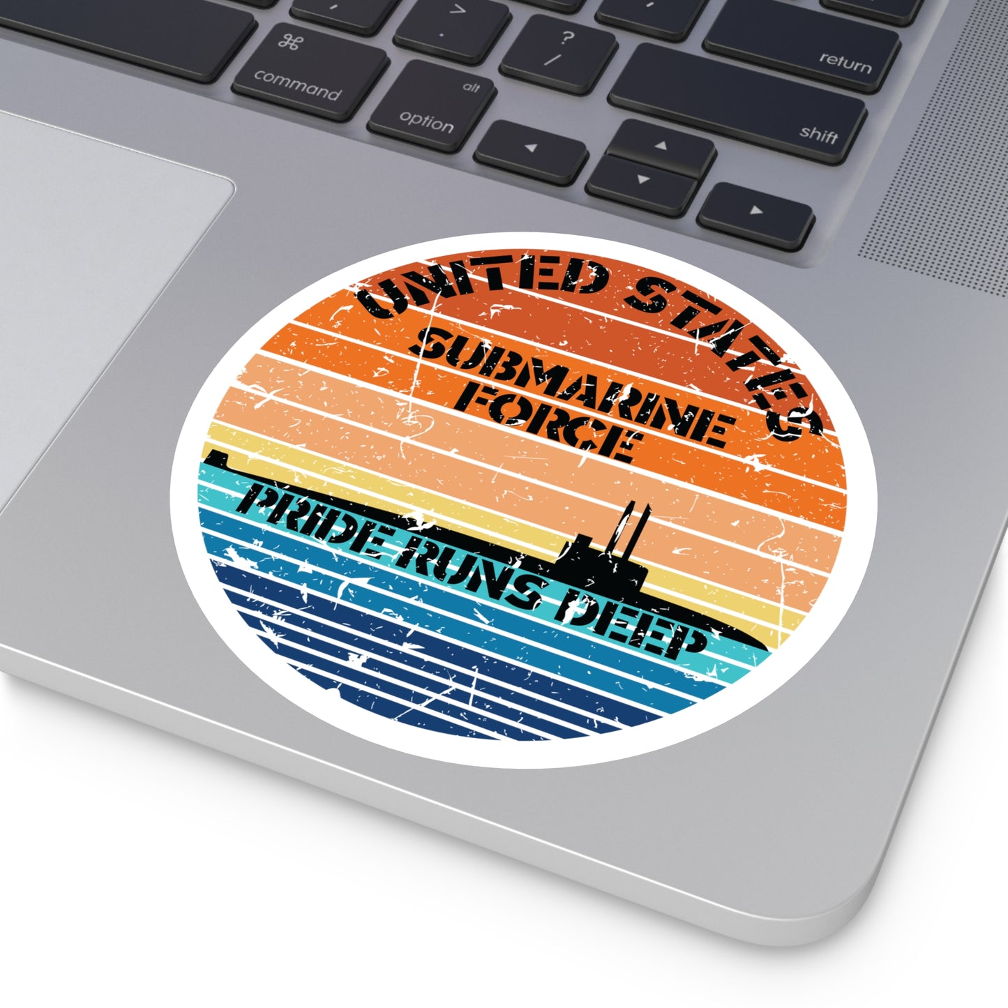 Sunset United States Submarine Force Pride Runs Deep Round Stickers, IndoorOutdoor