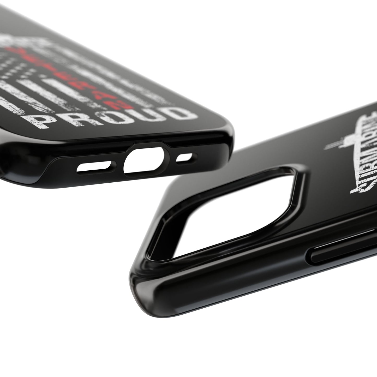 U.S. Submarine Veteran Proud Distressed White USA Flag Black Tough iPhone Case