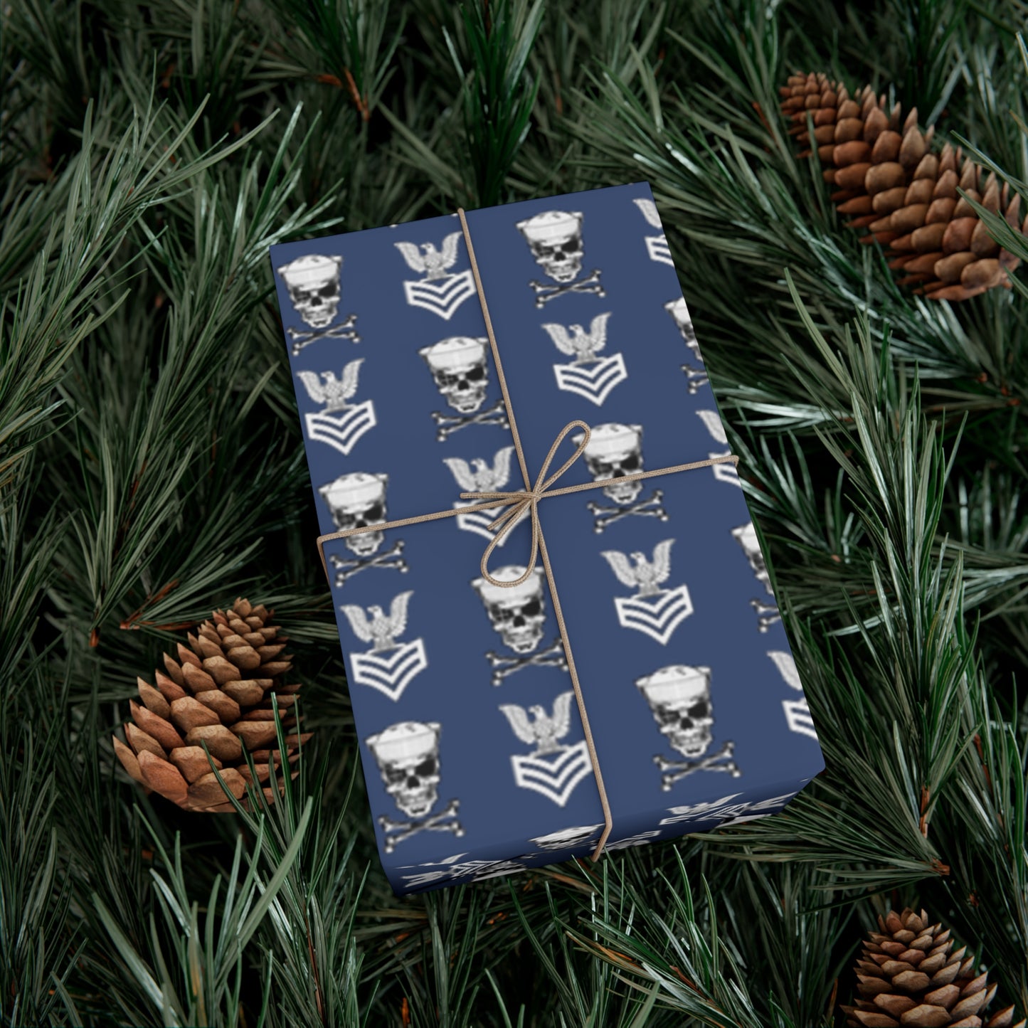 United States Navy FCPO Skull Crossbones First Class Sailor with Dixie Cup Blue Gift Wrap Papers