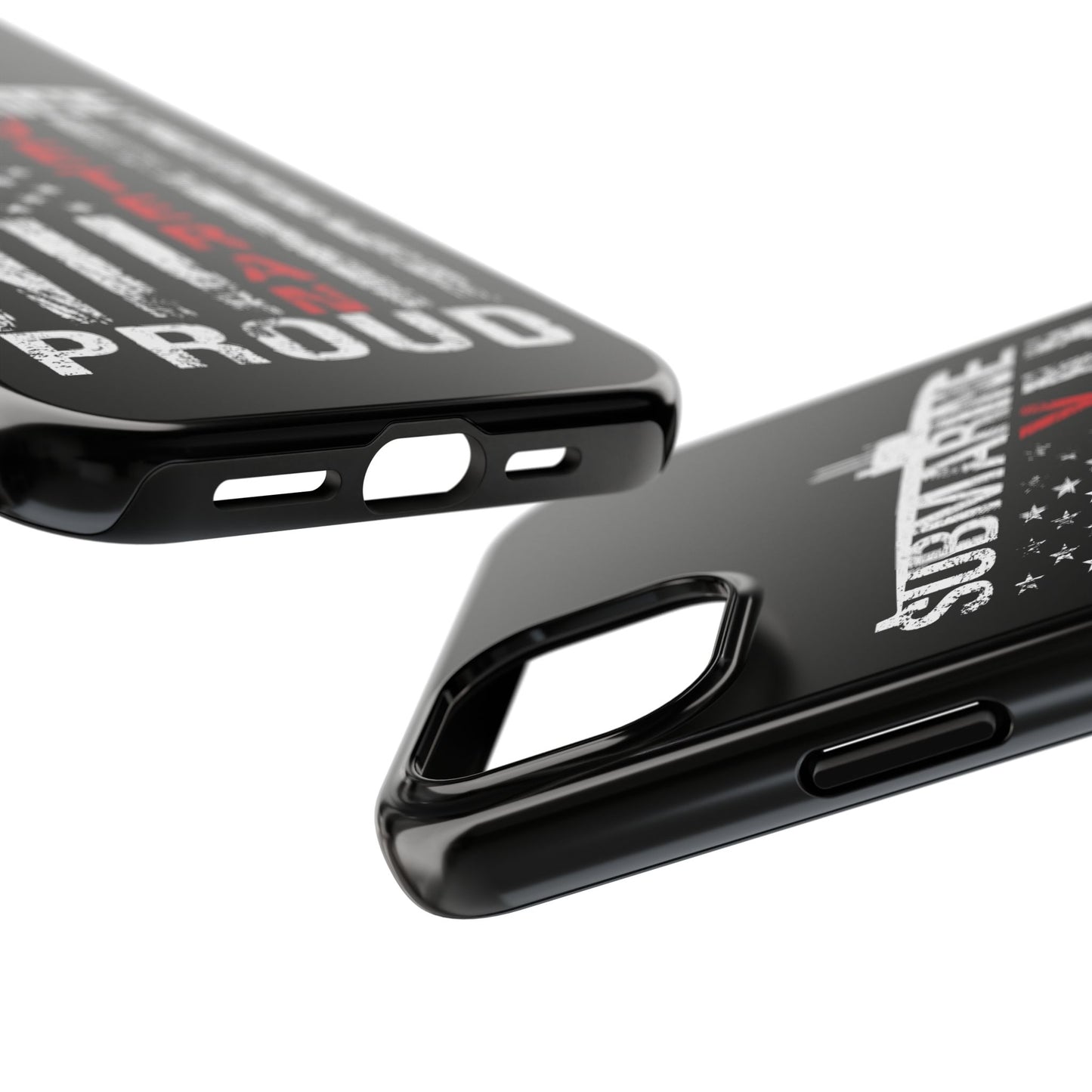 U.S. Submarine Veteran Proud Distressed White USA Flag Black Tough iPhone Case