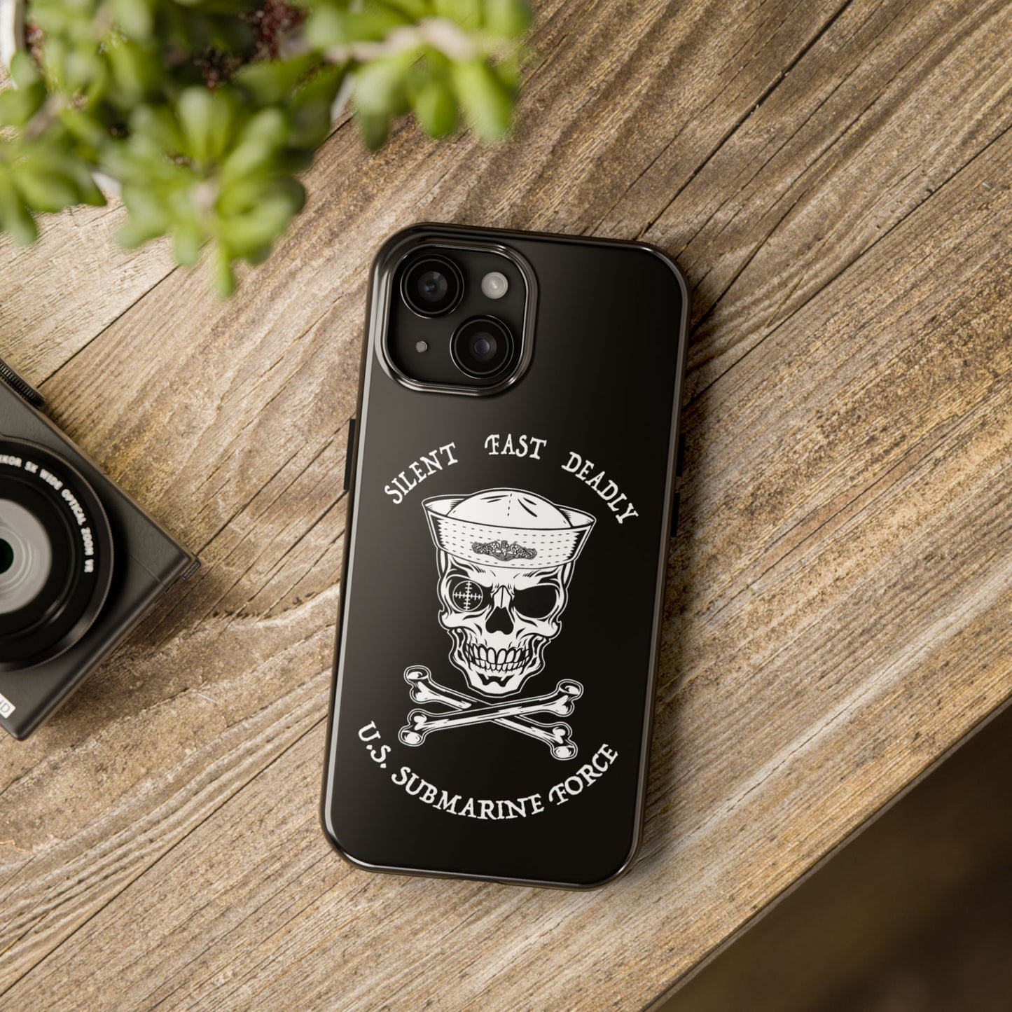 U.S. Submarine Force Skull & Crossbones Sailor with Dolphins Black Tough iPhone Case