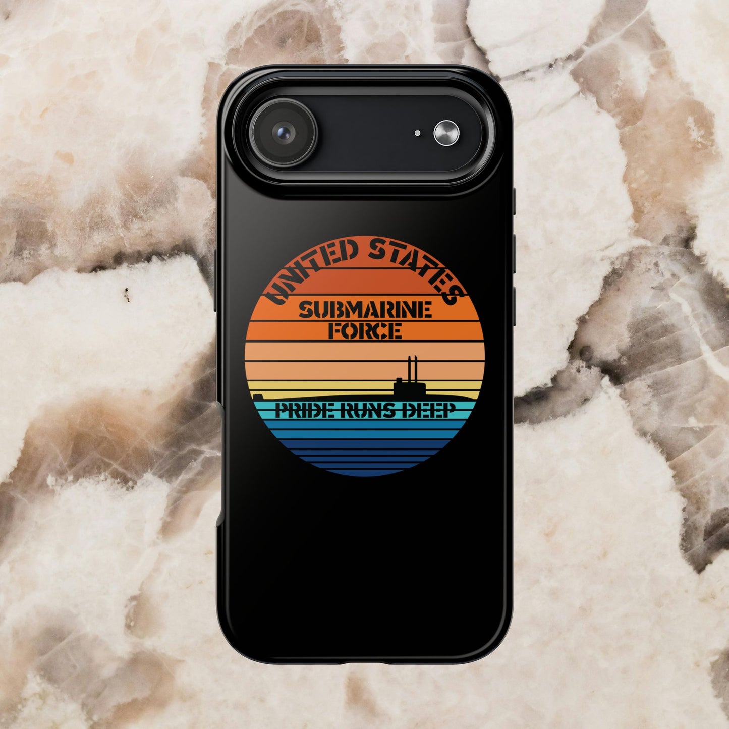 Sunset United States Submarine Force Pride Runs Deep Black Tough iPhone Case
