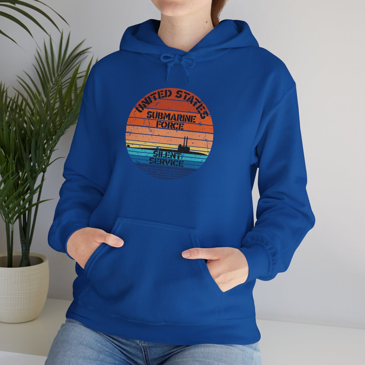 Sunset United States Submarine Force Silent Service Distressed Vintage Unisex Heavy Blend™ Hooded Sweatshirt