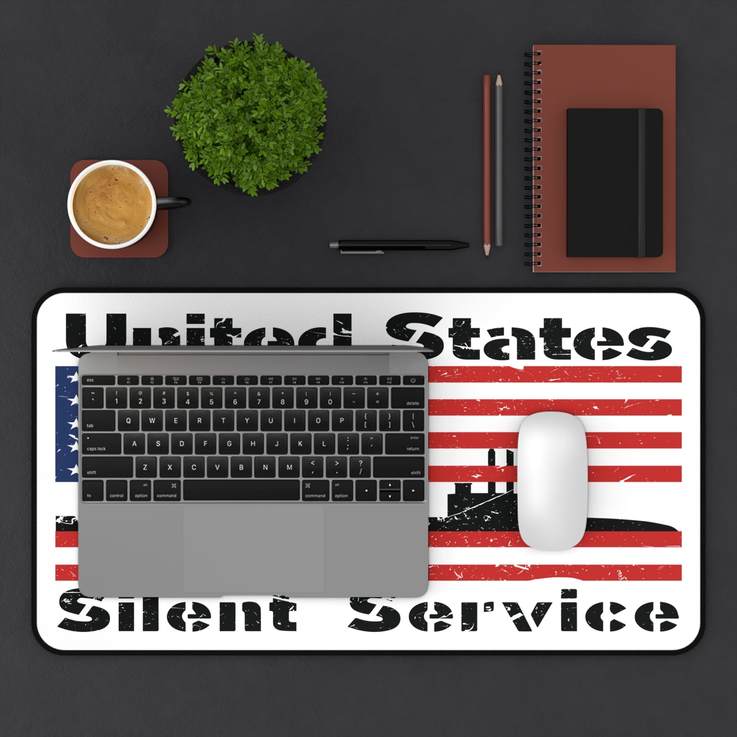 United States Silent Service Submarine Force Distressed American Flag Desk Mat