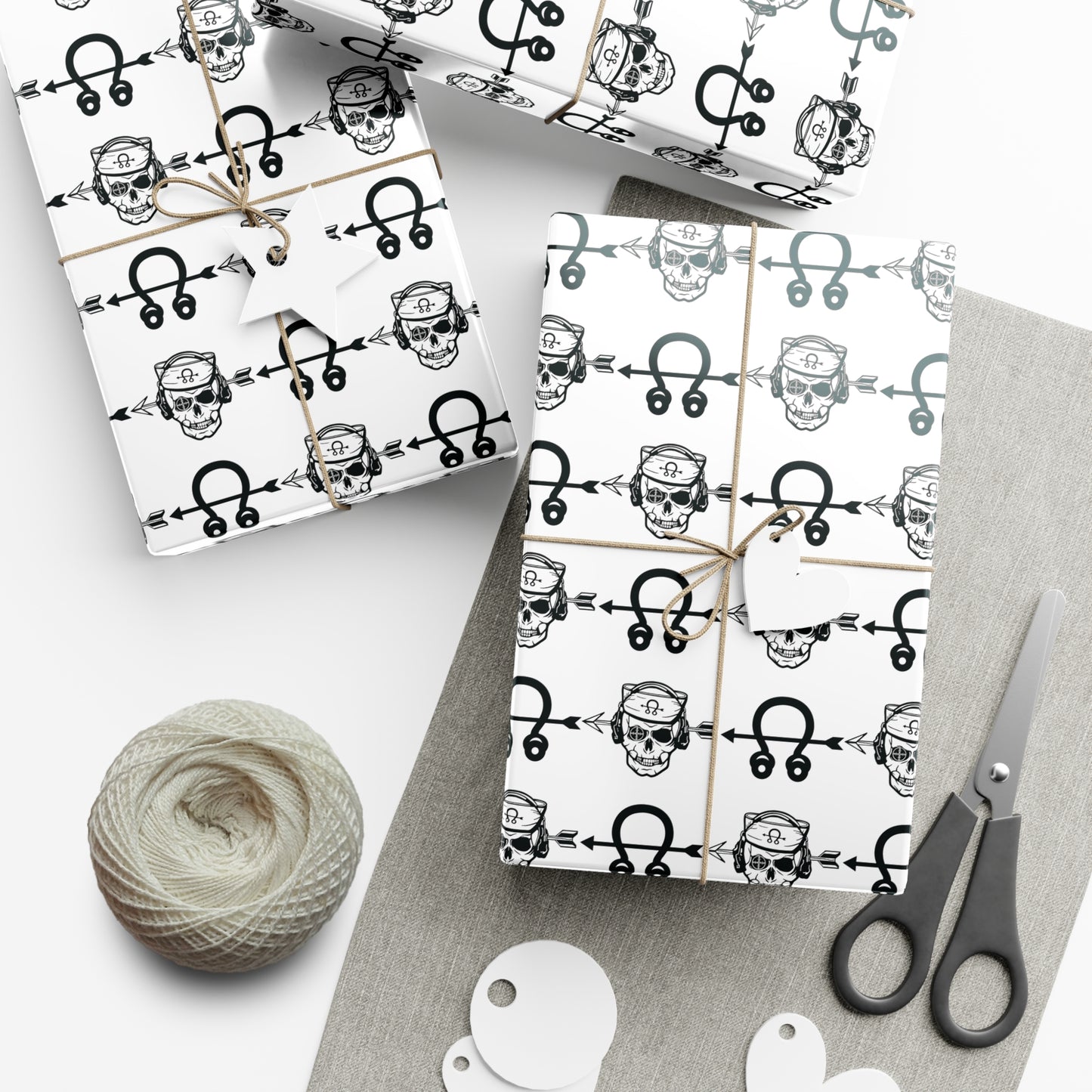 United States Navy Sonar Technician STG Sailor Skull and Insignia White Gift Wrap Papers