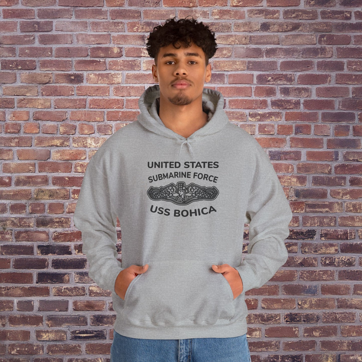 United States Submarine Force USS BOHICA Silver Dolphins Unisex Heavy Blend™ Hooded Sweatshirt