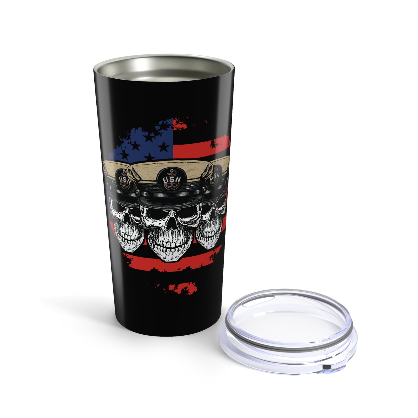 Chief's Mess CPO Sailor Skull's with Distressed USA Flag Stainless Steel Tumbler 20oz