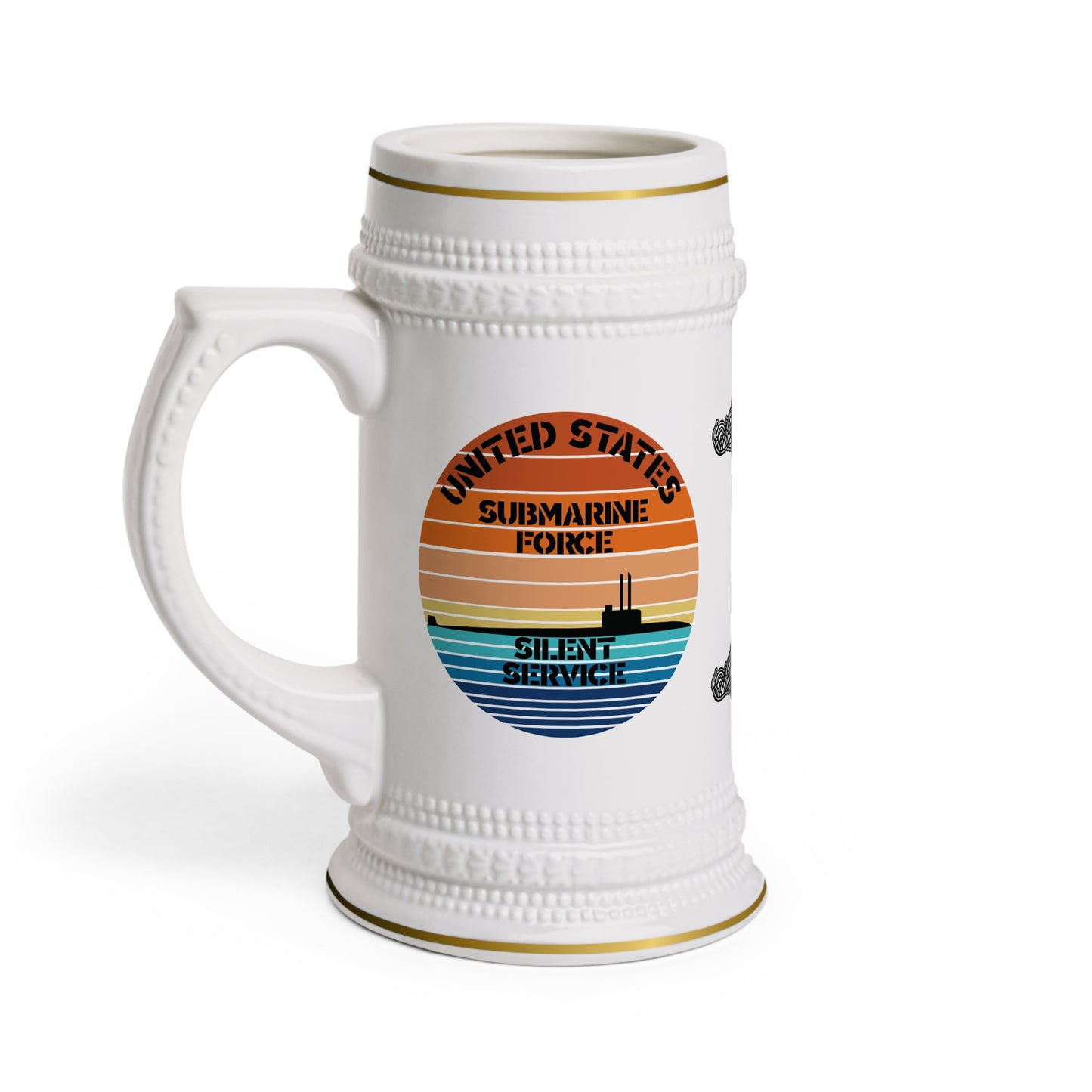 United States Navy Submarine Force Silent Service USN Dolphins Retro Vintage Sunset Drinking Stein Mug