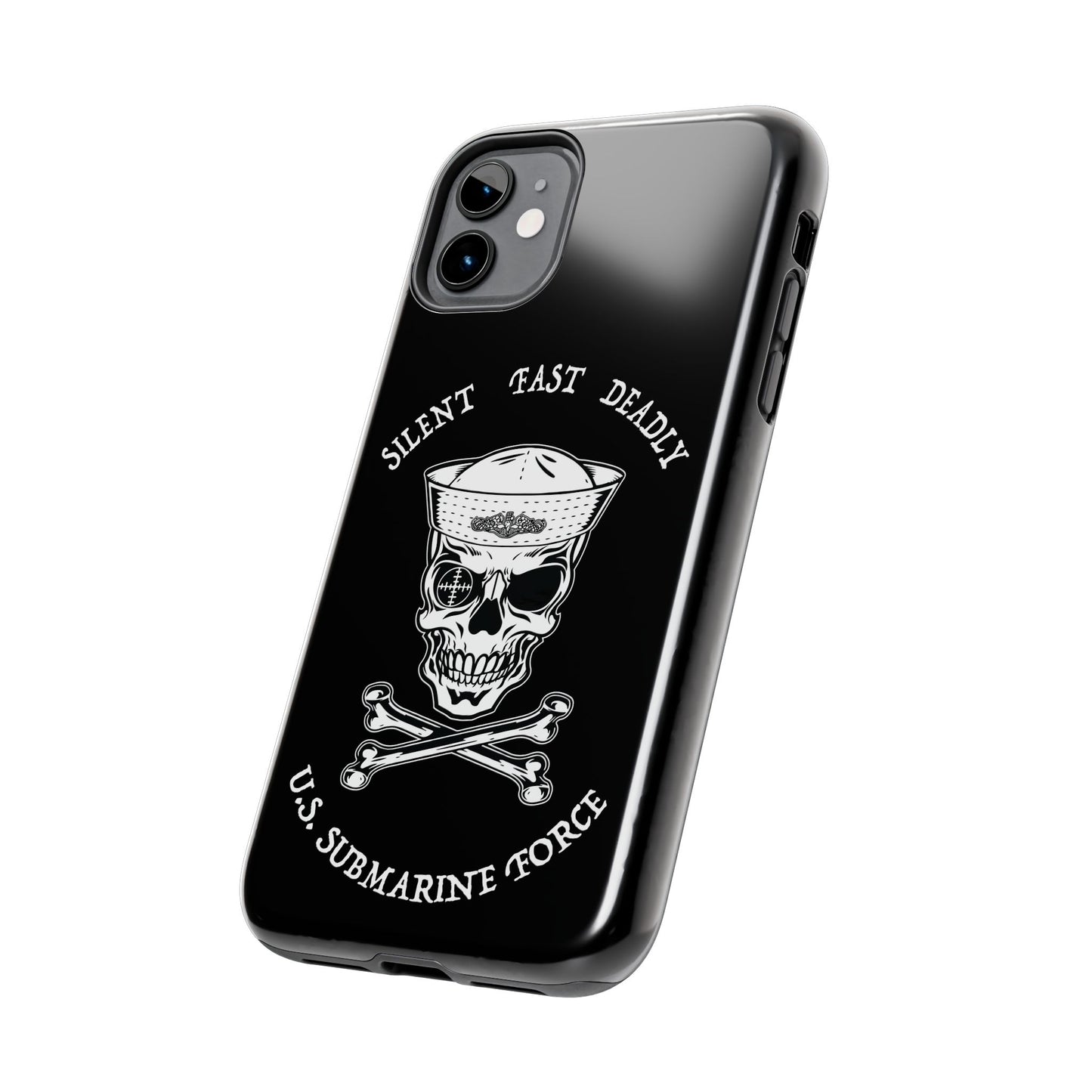 U.S. Submarine Force Skull & Crossbones Sailor with Dolphins Black Tough iPhone Case