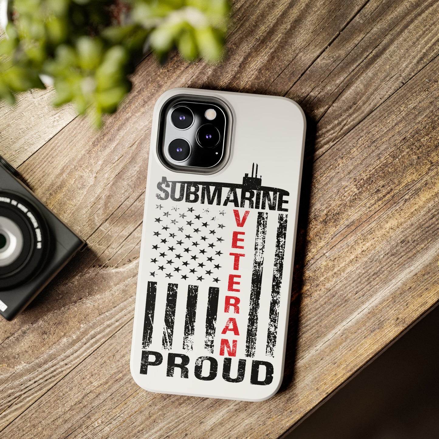 Submarine Veteran Proud Distressed White Flag White Tough iPhone Case