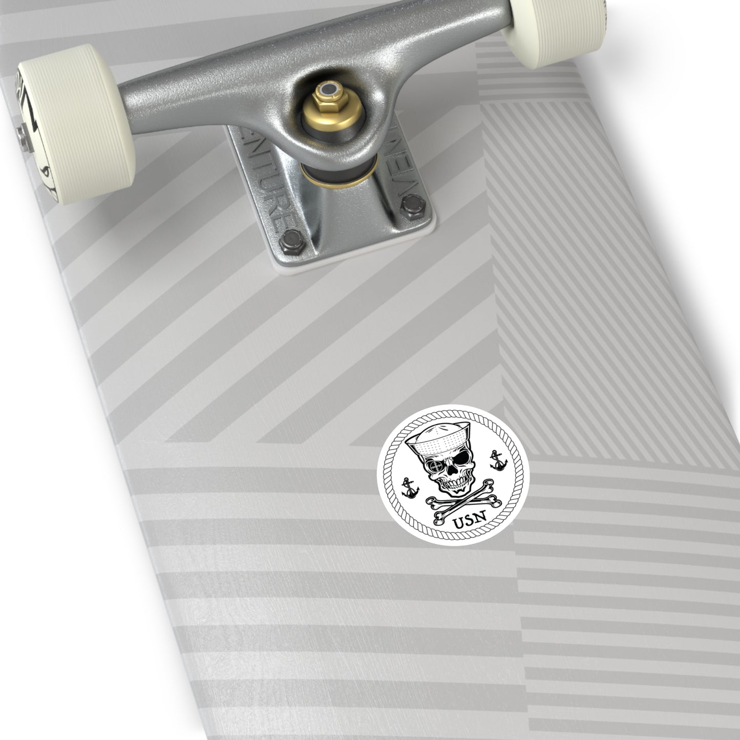 Navy Skull Crossbones Crosshairs Sailor with Anchors Round Stickers