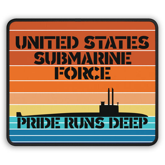 Sunset United States Submarine Force Pride Runs Deep Retro Vintage Gaming Mouse Pad