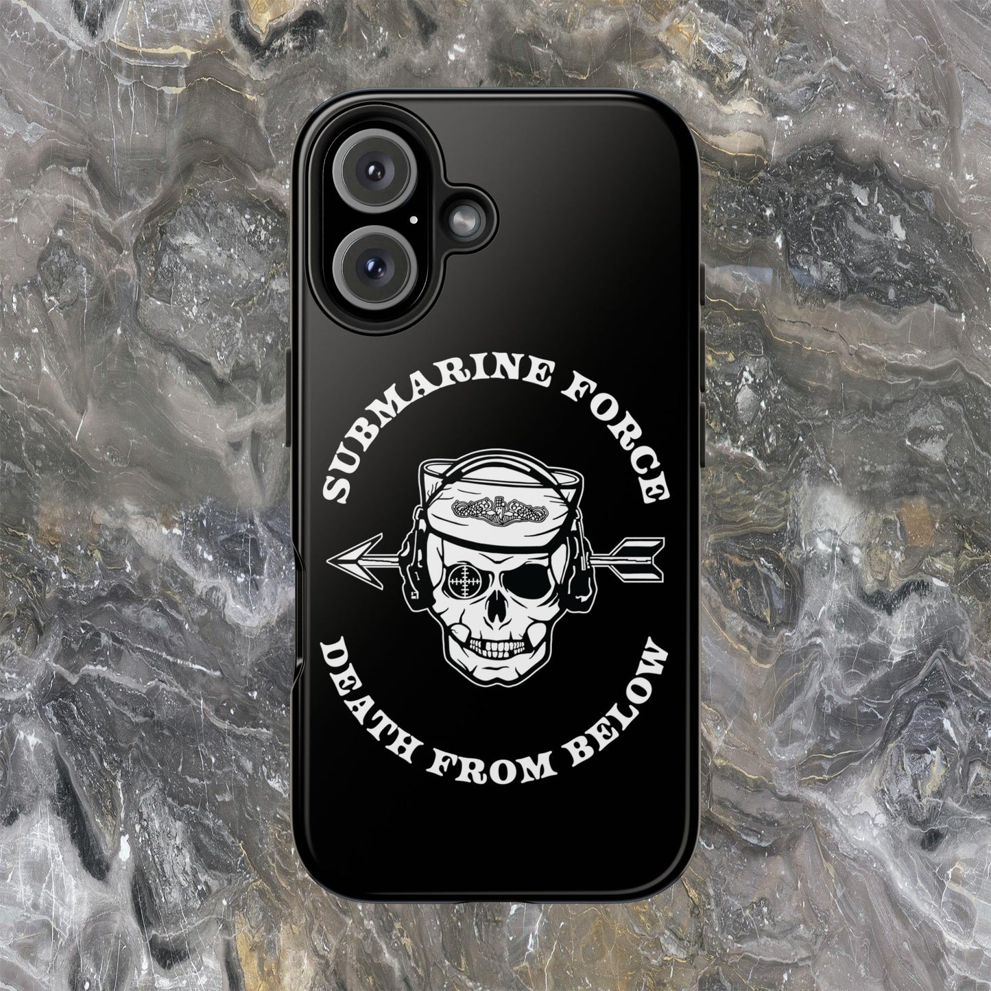 United States Submarine Force Silent Service Death From Below Submarine Sailor Skull Tough Black iPhone Case