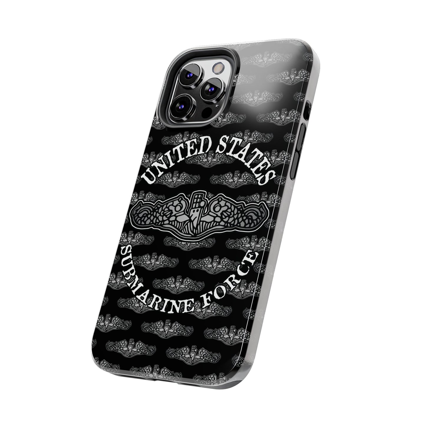 United States Submarine Force Silver Dolphins and Mini's on Black Tough iPhone Case