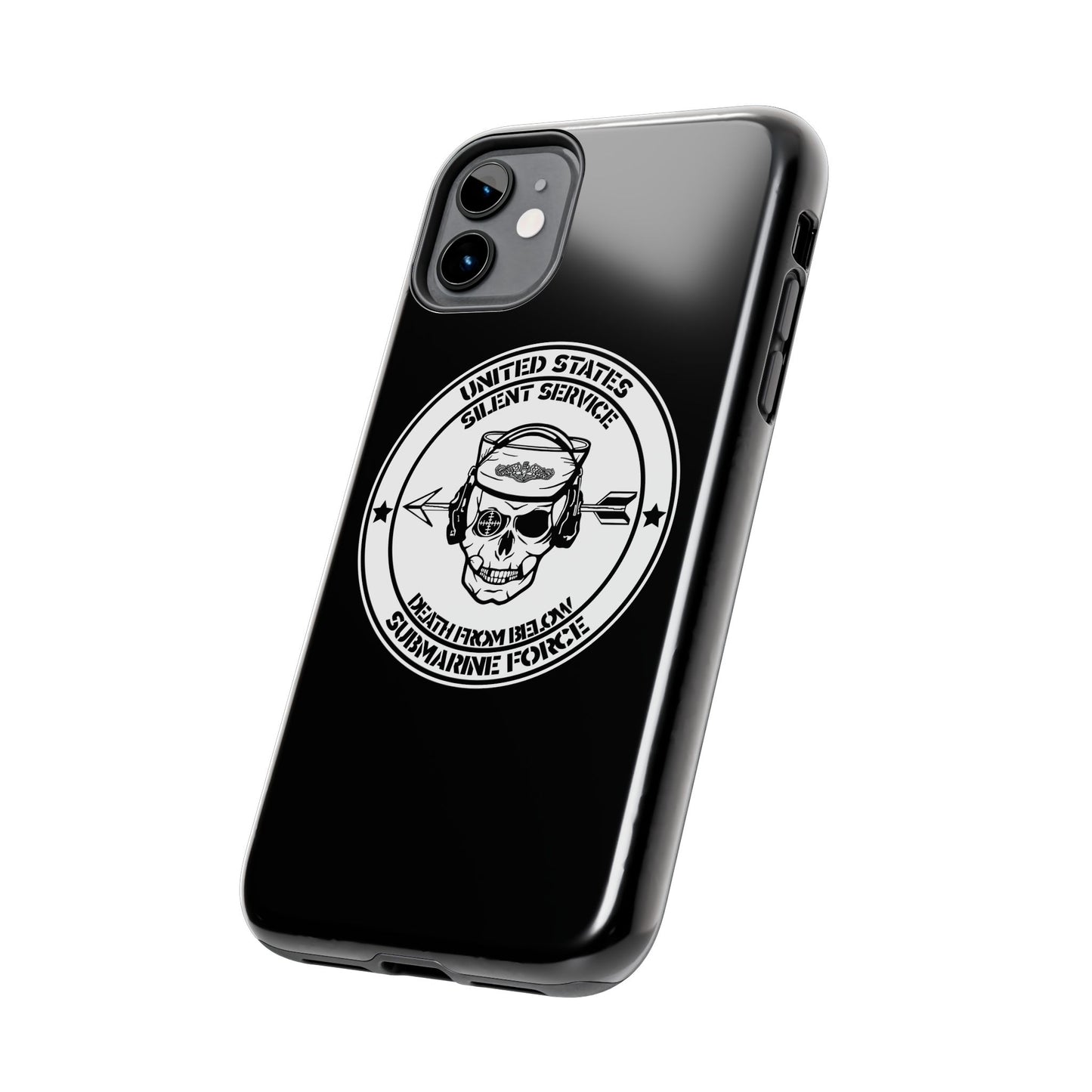 U.S. Submarine Force Silent Service Death From Below Sailor Skull Tough Black iPhone Case