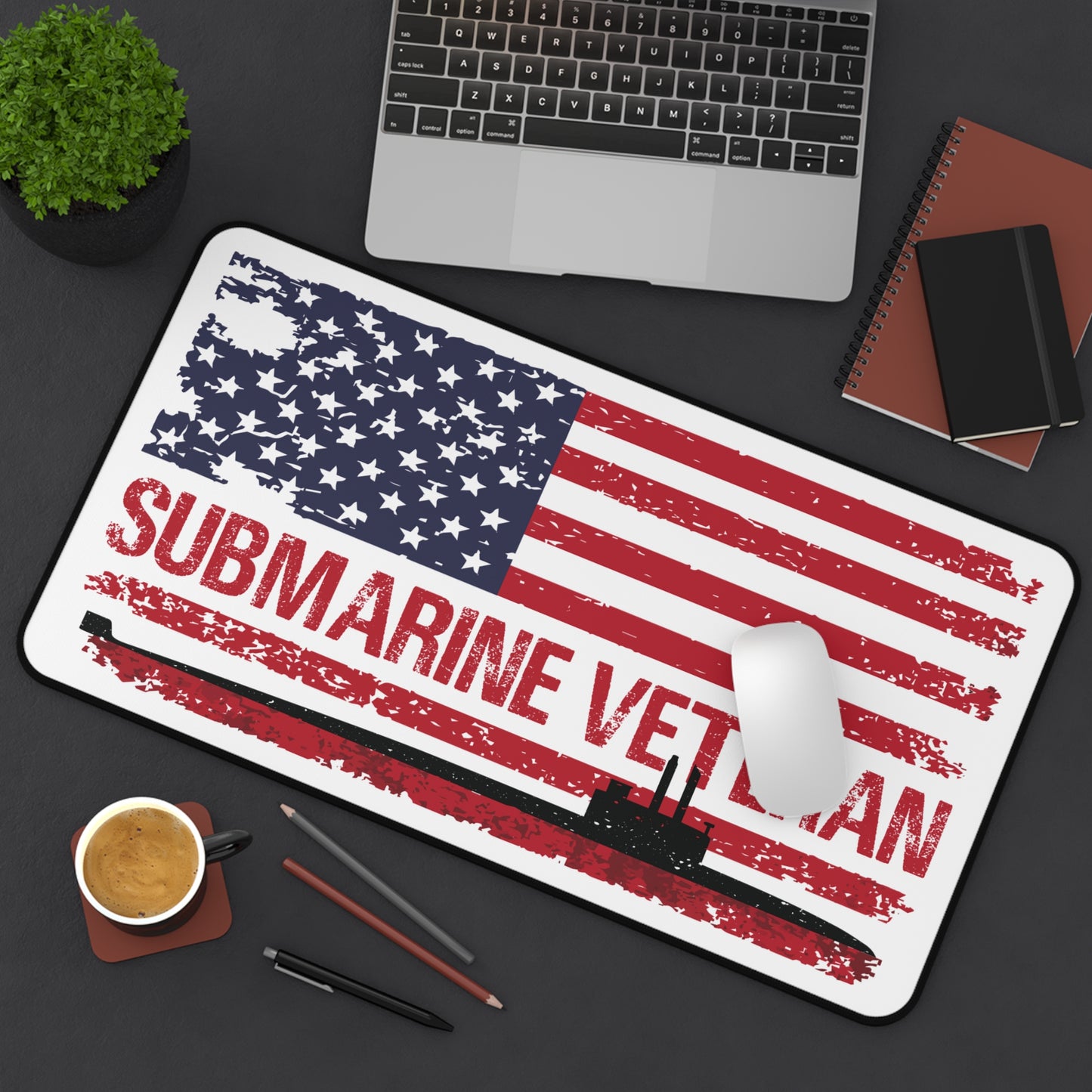 United States Submarine Veteran Distressed USA Flag  Desk Mat