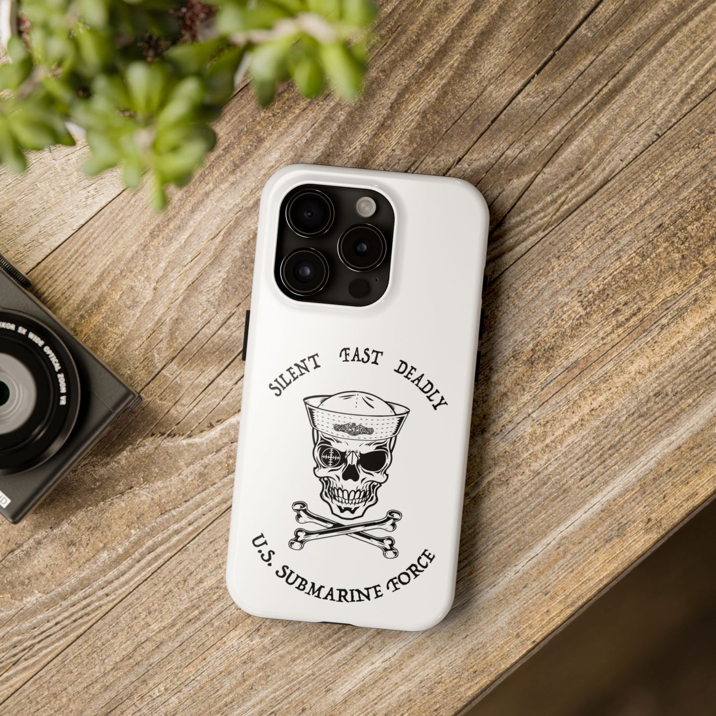 U.S. Submarine Force Skull & Crossbones Sailor with Dolphins White Tough iPhone Case