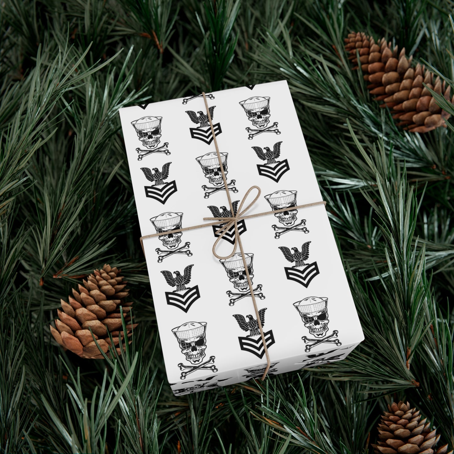 United States Navy FCPO Skull Crossbones First Class Sailor with Dixie Cup Blue Gift Wrap Papers