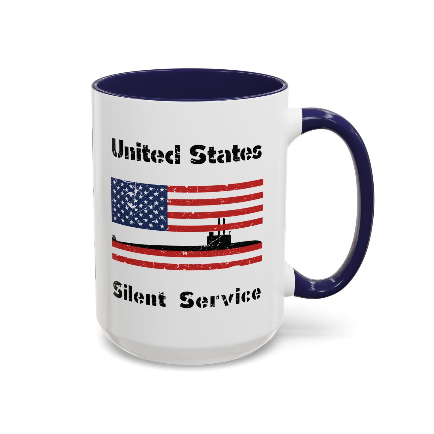 United States Navy Submarine Force Silent Service Distressed American Flag Accent Coffee Mugs