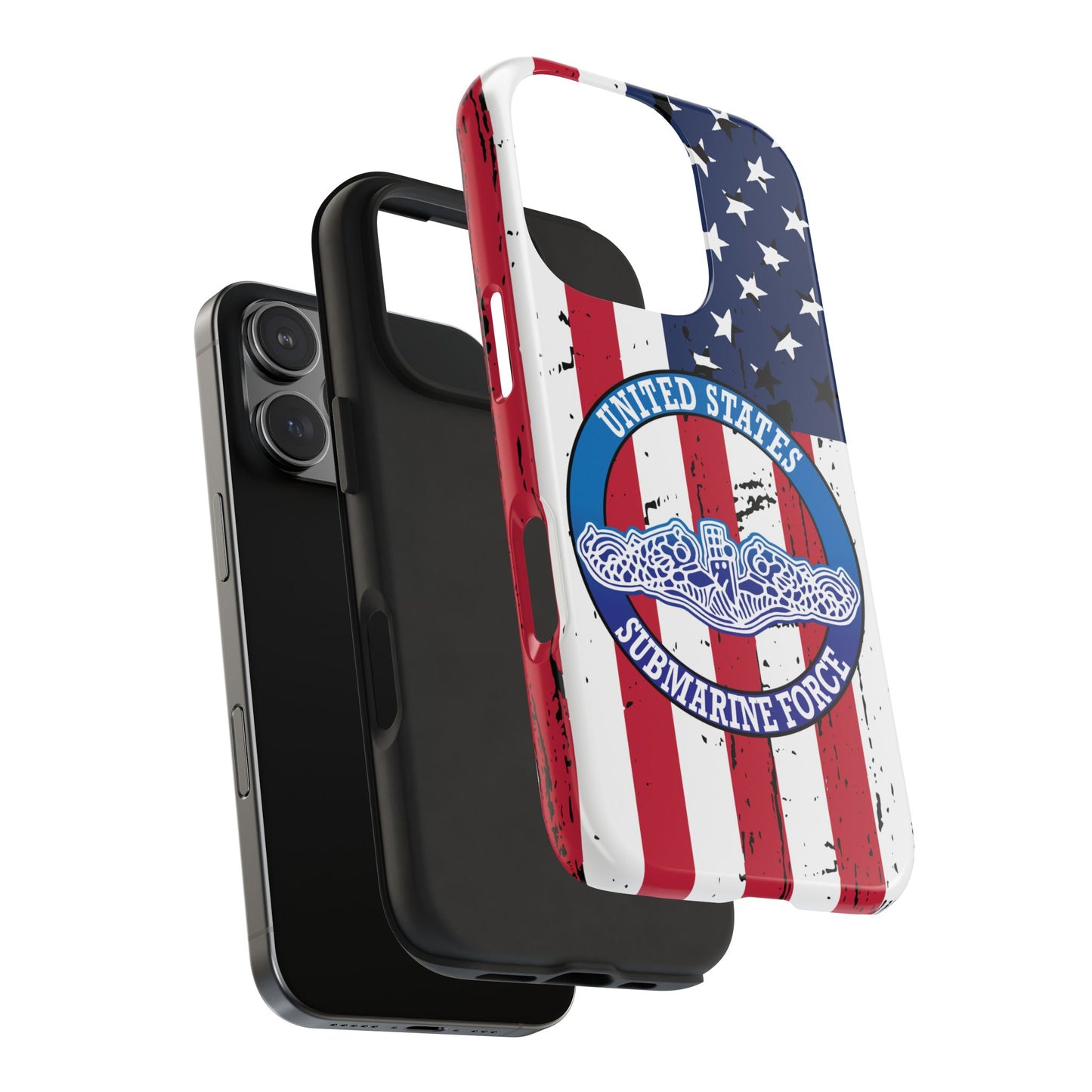 United States Submarine Force Silent Service White Dolphins on American Flag Tough iPhone Case