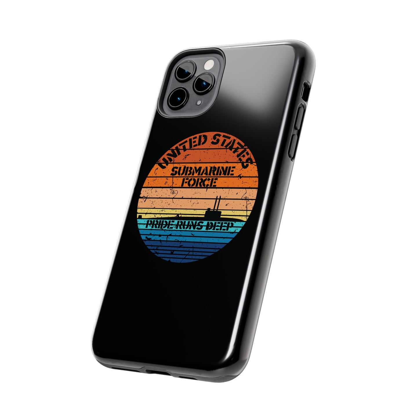Sunset United States Submarine Force Pride Runs Deep Distressed Tough iPhone Case