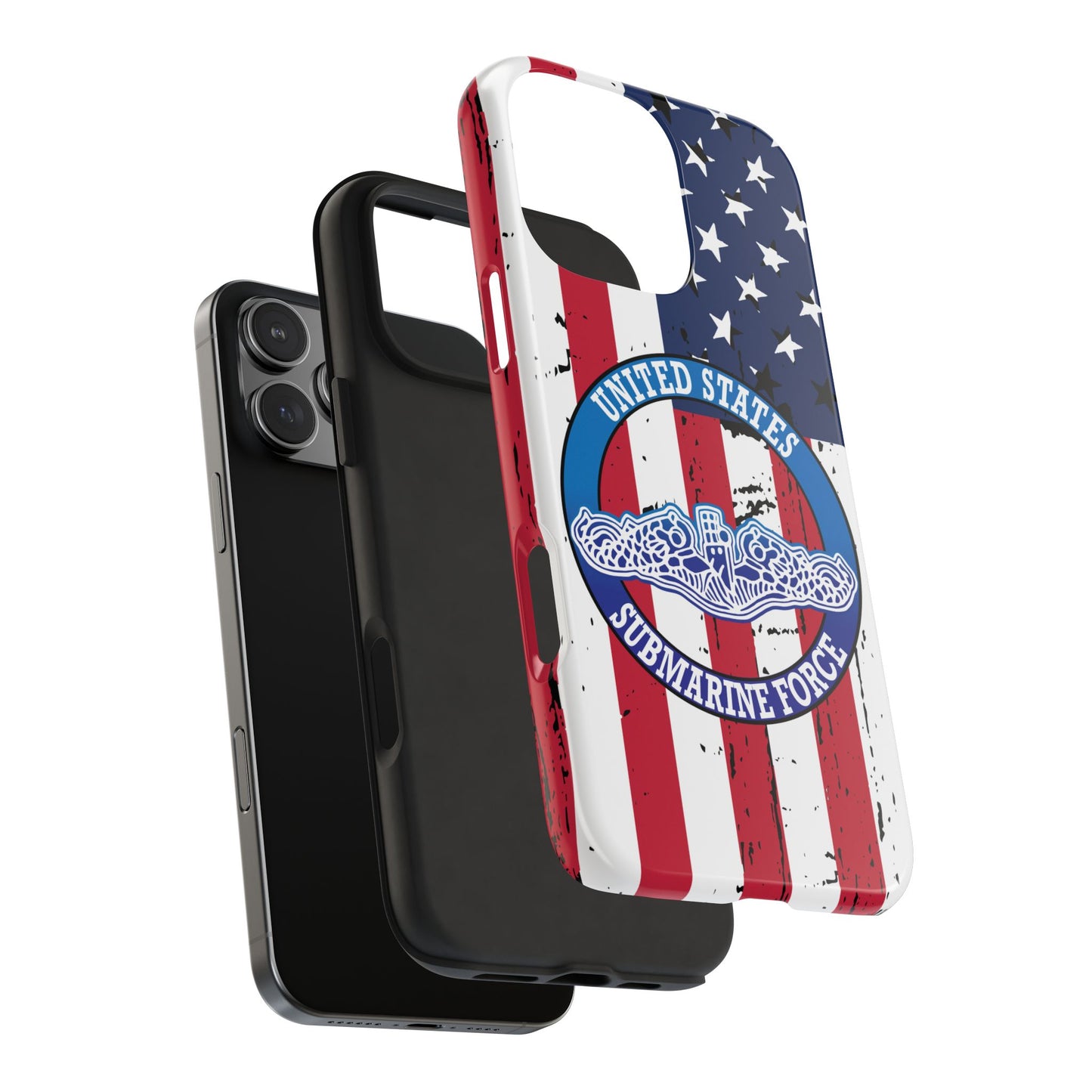 United States Submarine Force Silent Service White Dolphins on American Flag Tough iPhone Case
