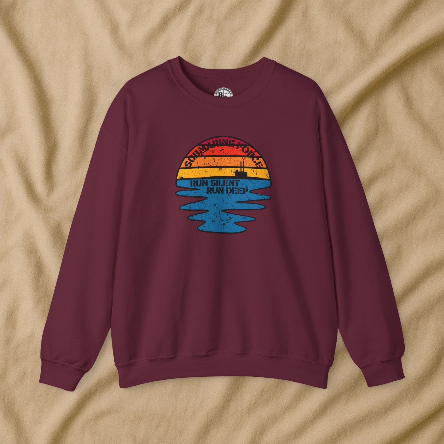 Sunset United States Navy Submarine Force Run Silent Deep Distressed Vintage Mk2 Unisex Heavy Blend™ Crewneck Sweatshirt