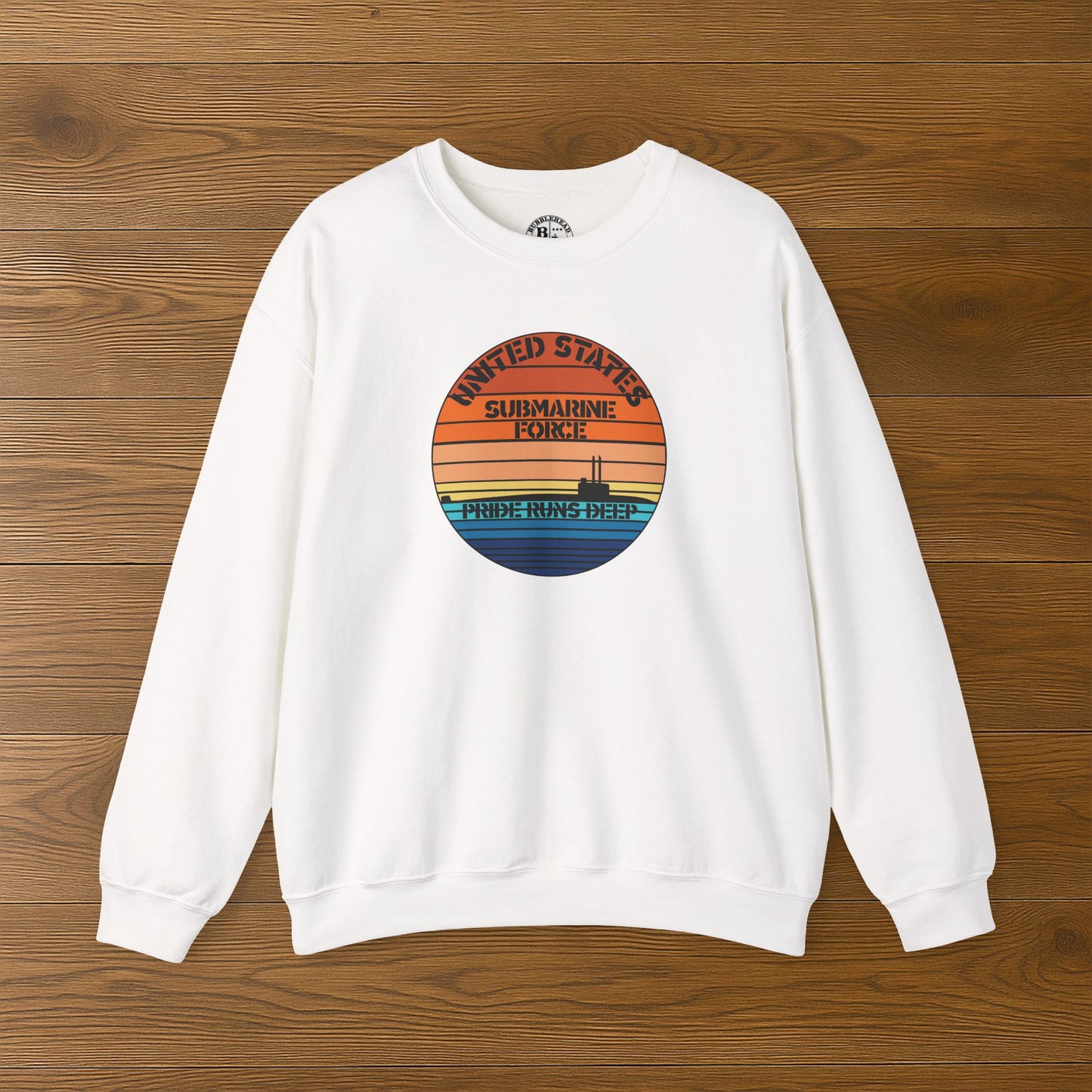 Sunset United States Navy Submarine Force Pride Runs Deep Vintage Unisex Heavy Blend™ Crewneck Sweatshirt