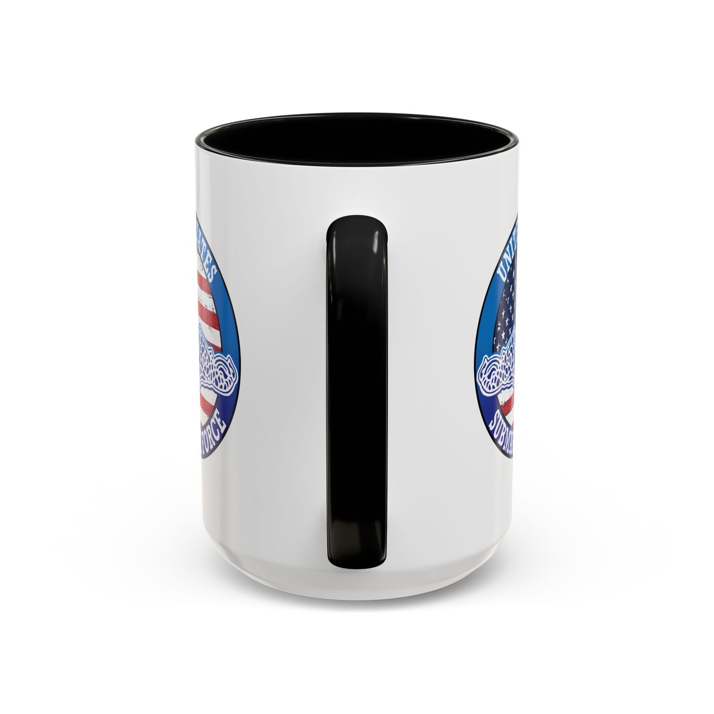 United States Navy Submarine Force Silent Service White Dolphins on American Flag Accent Coffee Mugs